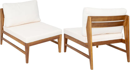 4-Piece Acacia Wood Patio Furniture Set with Loveseat, Armless Chairs & Coffee Table, Outdoor Conversation Set with Cushions for Backyard, Patio & Balcony