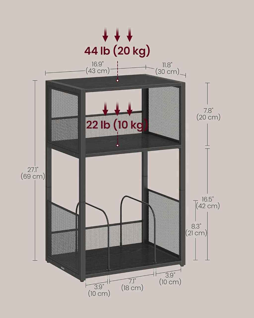 Vinyl Record Storage Stand with 3-Tier Shelves, Turntable Table with Album Organizer Rack, Industrial Side Table for Living Room Bedroom Media Storage