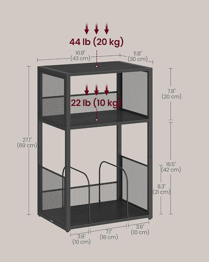Vinyl Record Storage Stand with 3-Tier Shelves, Turntable Table with Album Organizer Rack, Industrial Side Table for Living Room Bedroom Media Storage