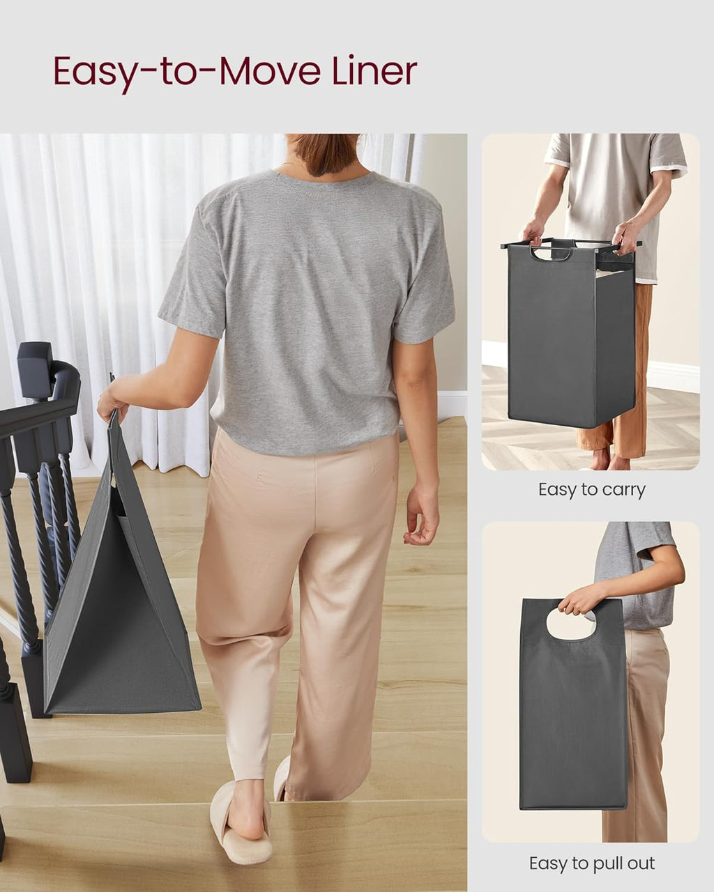 2-Section Laundry Hamper with Shelf, Removable Bags & Sturdy Steel Frame for Easy Sorting
