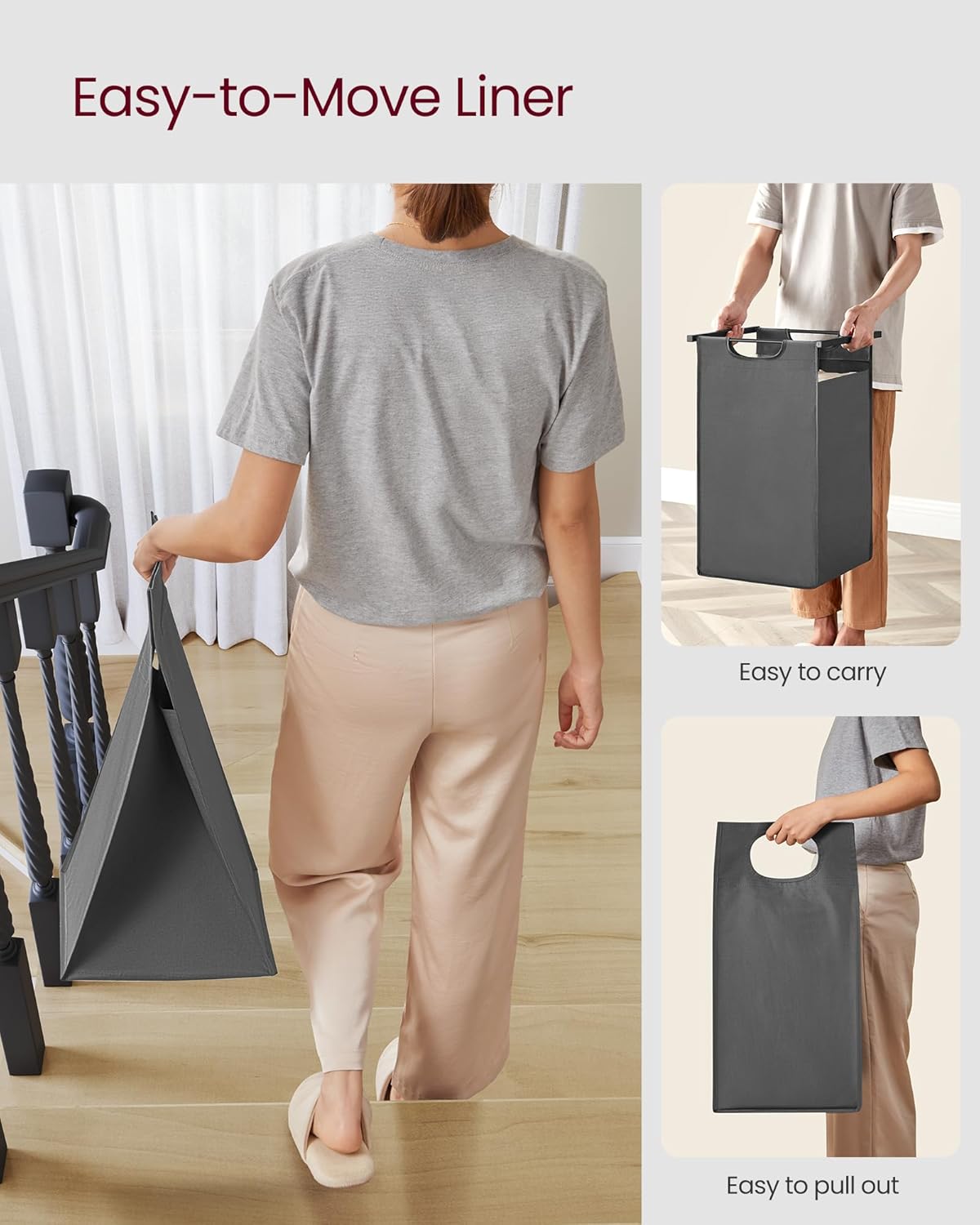 2-Section Laundry Hamper with Shelf, Removable Bags & Sturdy Steel Frame for Easy Sorting