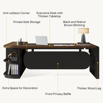 80.7” L-Shaped Executive Office Desk with 55” Storage Cabinet, Modern Business Desk with Drawers & File Storage for Home Office