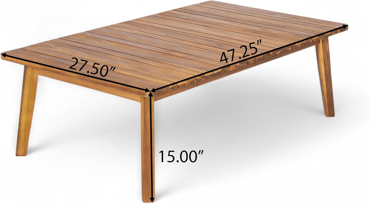 4-Piece Acacia Wood Patio Furniture Set with Loveseat, Armless Chairs & Coffee Table, Outdoor Conversation Set with Cushions for Backyard, Patio & Balcony