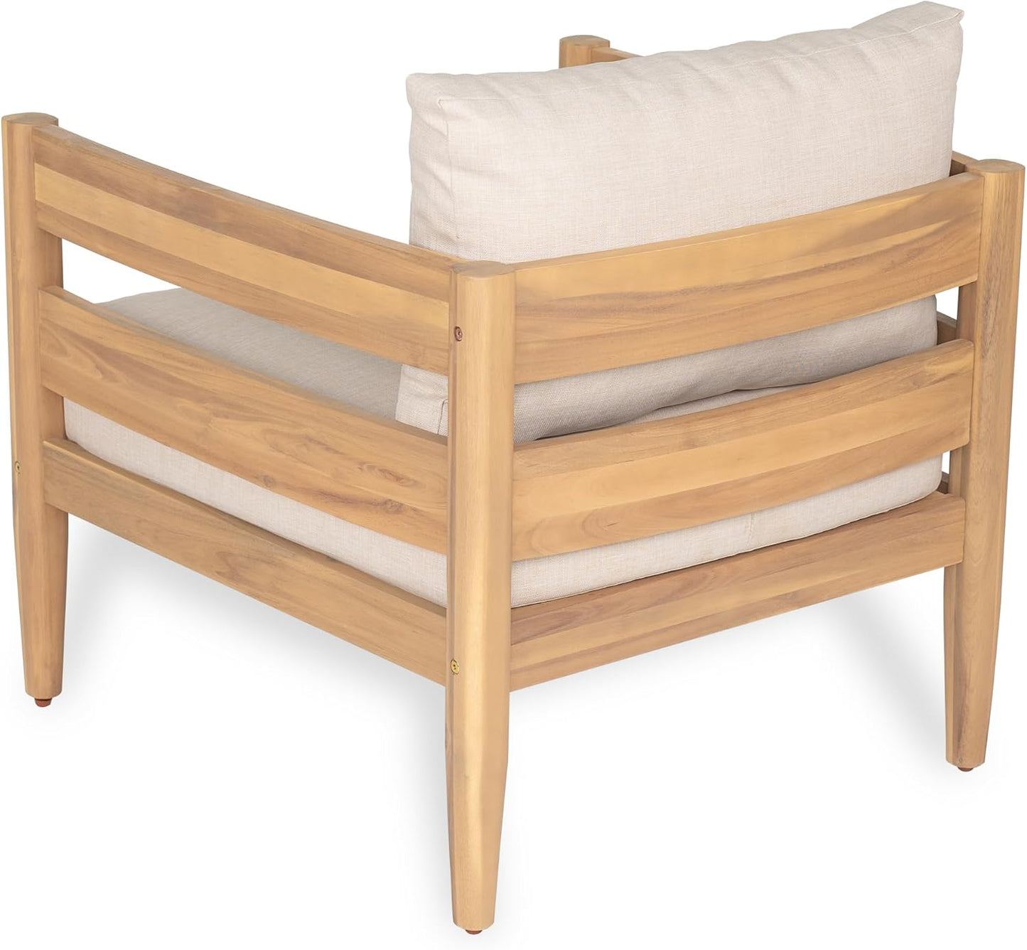 4-Piece Acacia Wood Patio Furniture Set with Loveseat, Club Chairs & Slatted Coffee Table, Outdoor Conversation Set for Patio, Garden & Deck