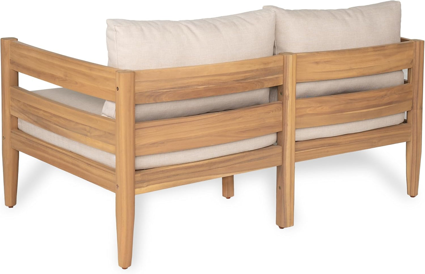 4-Piece Acacia Wood Patio Furniture Set with Loveseat, Club Chairs & Slatted Coffee Table, Outdoor Conversation Set for Patio, Garden & Deck