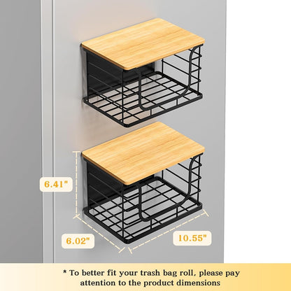 Magnetic Stackable Storage Bin with Bamboo Lid, Fridge Organizer Basket for Kitchen, Pantry & Laundry Space-Saving Container
