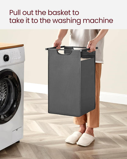2-Section Laundry Hamper with Shelf, Removable Bags & Sturdy Steel Frame for Easy Sorting