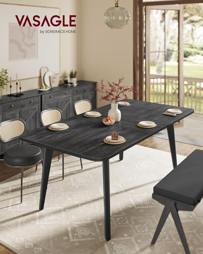 Extendable Dining Table 55–70.9” for 4–8 People, Mid-Century Modern Kitchen Table with Solid Wood Legs, Expandable Round-to-Oval Table for Dining Room & Home