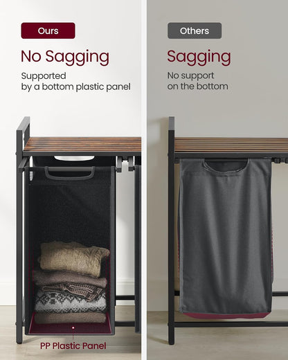 2-Section Laundry Hamper with Shelf, Removable Bags & Sturdy Steel Frame for Easy Sorting