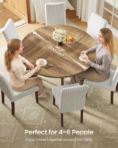 Round Dining Table 47.2” for 4–6 People, Mid-Century Modern Kitchen Table with Solid Wood Legs, Heat-Resistant Tabletop for Dining Room & Home Use